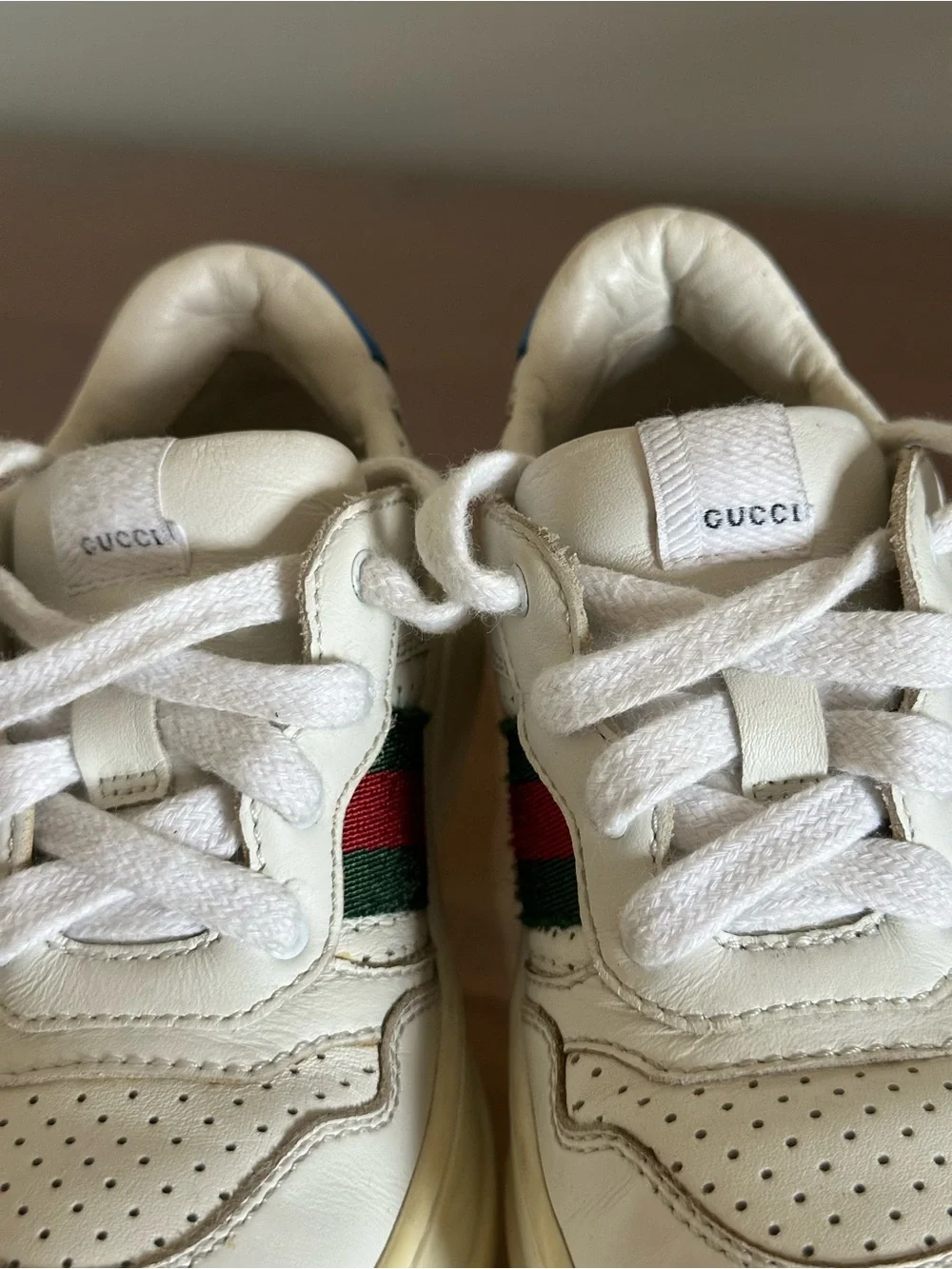 Gucci Ace Kids Screener Sneakers EU 25 White Leather Web Red And Green Stripe